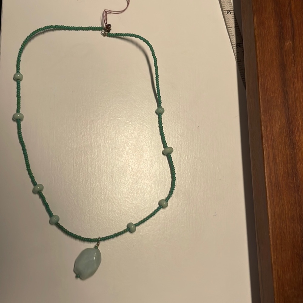 Seed bead and amazonite stone necklace